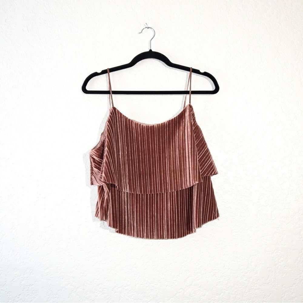 Elodie‎ Pink Velvet Tiered Tank Top Size Large